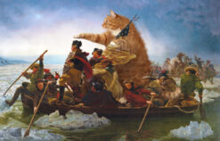 Fine art canvas print "Emanuel Leutze. Washington Crossing the Delaware in a boat piloted by the Fat Cat" by Fat Cat Art