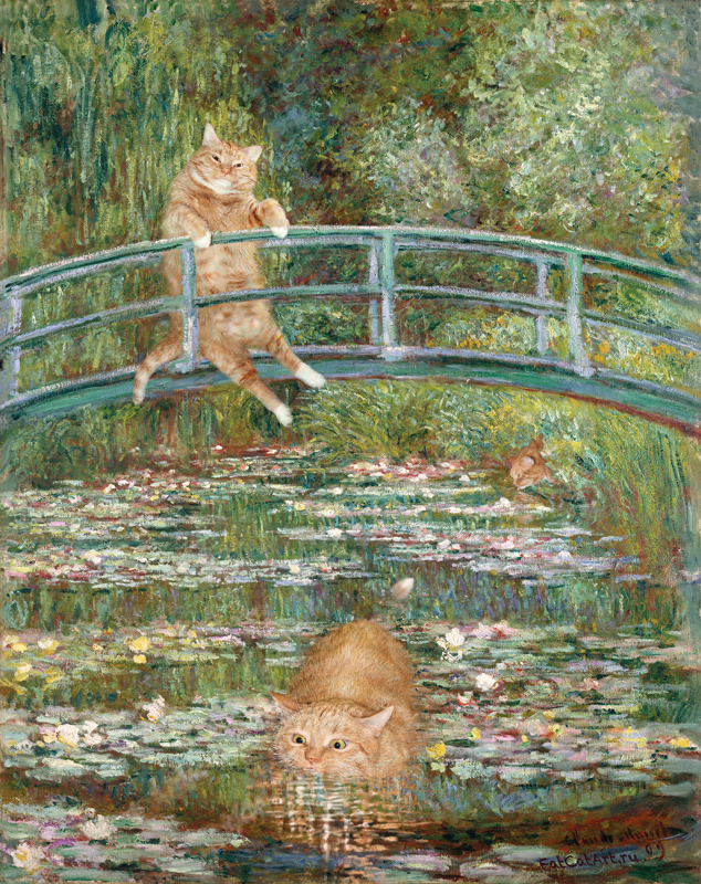 WEERSHUN Claude Monet Garden Oil Paintings On Canvas Black Cat Poster  Flowers Funny Animal Poster Canvas 90s Wall Art Room Aesthetic Posters