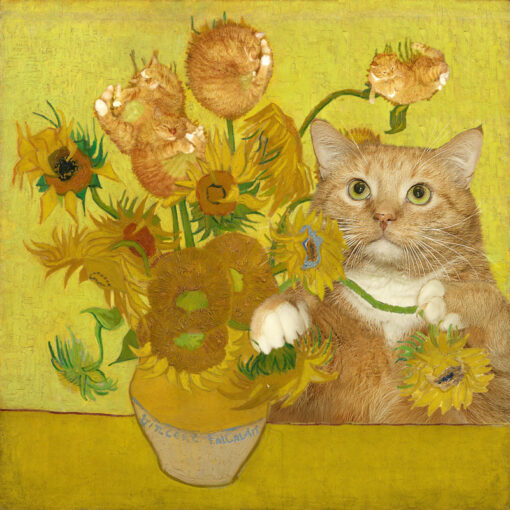 Vincent van Gogh. Sunflowers are ginger kittens poster