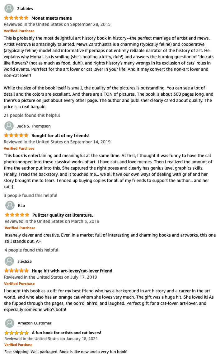 Amazon reviews on Fat Cat Art book