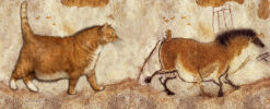 Lascaux Сave painting. Fat Cat and Fat Horse