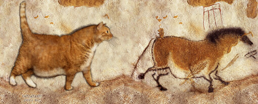 Lascaux Сave painting. Fat Cat and Fat Horse