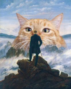 Poster "Caspar David Friedrich, Wanderer and the Cat above the Sea of Fog"