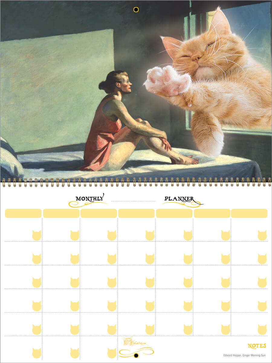 Fat Cat Art Monthly Wall Planner, Undated