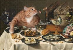 Pieter Claesz, Still Life with Turkey Pie and the Cat interested in it, Jigsaw puzzle