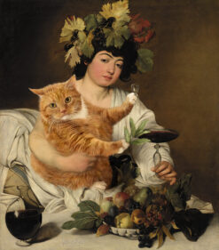 Canvas print "Caravaggio, Bacchus: Wine vs Catnip"