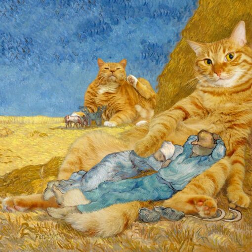 Canvas Print Vincent van Gogh, The Siesta with Guardians Cats