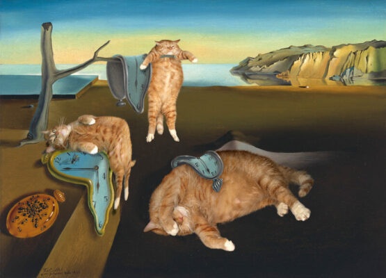 Salvador Dali, The Purrsistence of Meowmory postcard